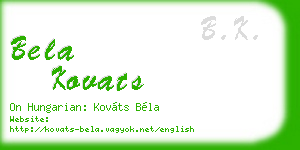 bela kovats business card