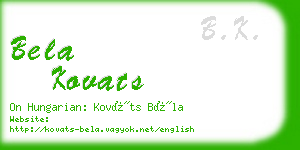 bela kovats business card